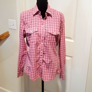 Banana Republic Shirt Pink plaid Sz Medium TC4